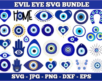 Evil Eye SVG Bundle: Ojo Turco, Hamsa, Clipart (Digital Download)
