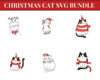 Gato navideño png svg, diseños navideños, DESCARGAS INSTANTÁNEAS