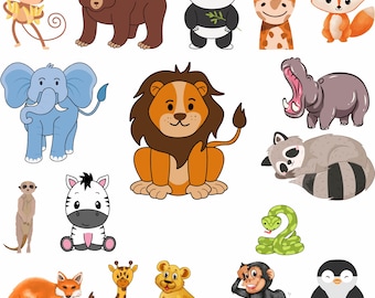 Safari Animals SVG Bundle, Jungle Zoo Clipart (Digital Download)