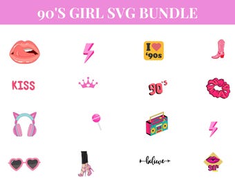 90's Girl SVG Bundle, Retro Clipart (Instant Download)