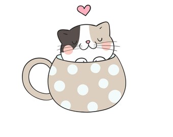 かわいい猫のクリップアート：ペットのイラスト、プランナーステッカー（商用利用可）