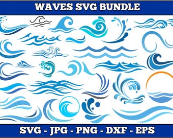Wave SVG-paket: Hav, Strand, Hav - Cricut-klar (digital nedladdning)