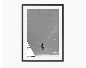 Impression de la princesse Diana sur un yacht, plongeoir, noir et blanc, photographie vintage, téléchargement numérique, affiche féministe, décoration de chambre Hypebeast