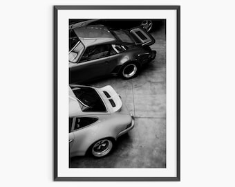 Porsche 911 Poster, Black and White, Luxury Car Print, Vintage Photography, Retro Porsche Wall Art, Hypebeast Room Decor, Digital Download