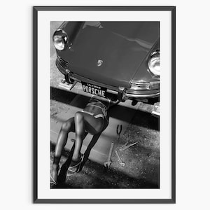 Retro Porsche Print, Vintage Porsche Poster, Black and White, Car Photography, Hypebeast Wall Art, Teen Girl Room Decor, Digital Download