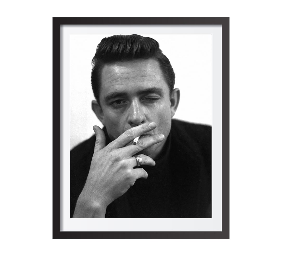 Johnny Cash Smoking Poster Black And White Vintage Photo Music johnny-cash-smoking-poster-black-and-white-vintage-photo-music