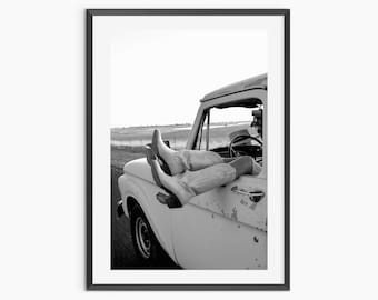 Cowgirl Stiefel Druck, schwarz weiß, Cowboy Like Me Poster, Modefotografie, Western Wand Kunst, Hypebeast Dekor, digitaler Download