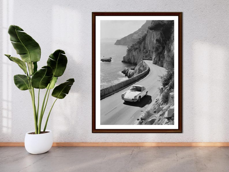Porsche 911 Print, Black and White, Porsche Poster, Vintage Photography, Porsche Wall Art, Printable, Hypebeast Room Decor, Digital Download