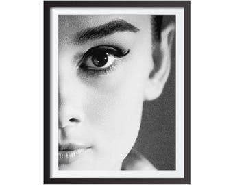 Vintage Audrey Hepburn Poster: Black and White Fashion Wall Art Old Hollywood (Digital Download)