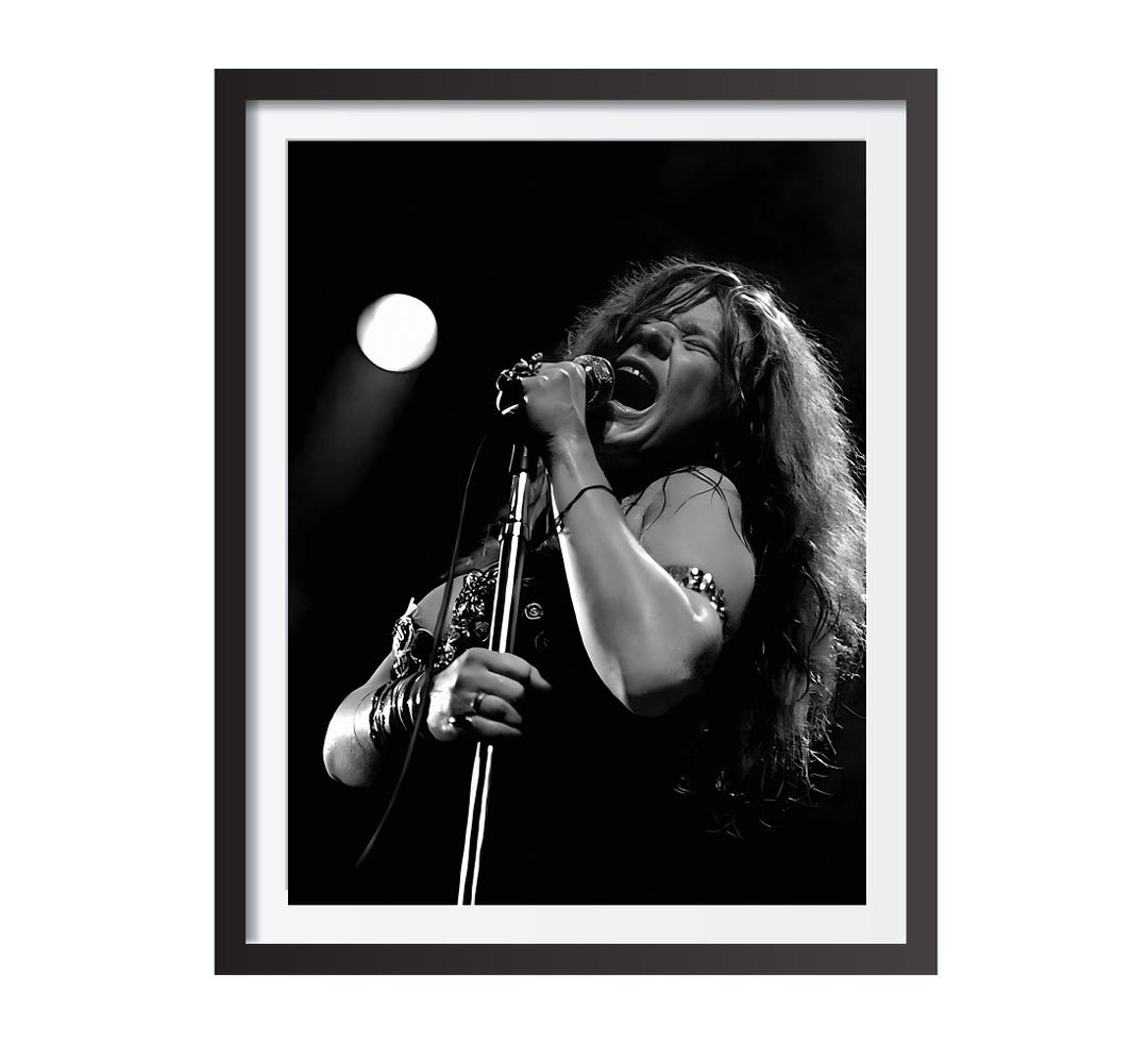Janis Joplin Concert Poster: Black and White Vintage Music Wall Art ...