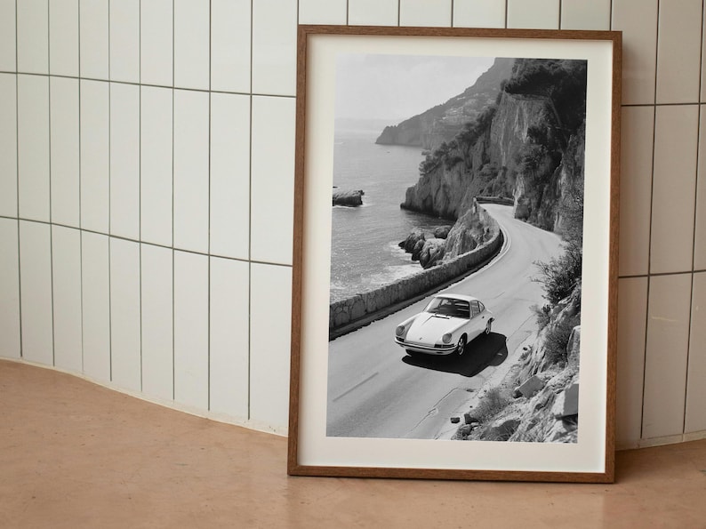 Porsche 911 Print, Black and White, Porsche Poster, Vintage Photography, Porsche Wall Art, Printable, Hypebeast Room Decor, Digital Download