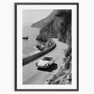 Porsche 911 Print, Black and White, Porsche Poster, Vintage Photography, Porsche Wall Art, Printable, Hypebeast Room Decor, Digital Download