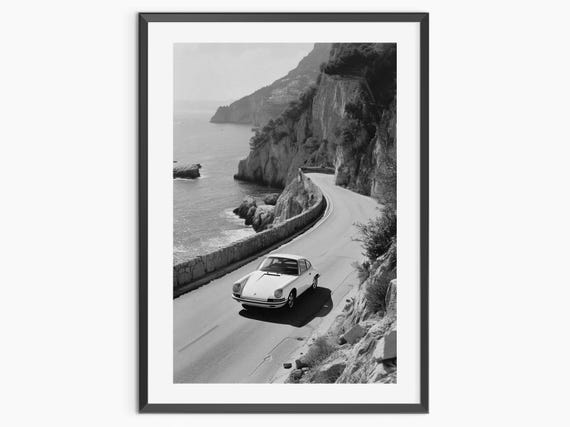 Porsche 911 Print, Black and White, Porsche Poster, Vintage Photography, Porsche Wall Art, Printable, Hypebeast Room Decor, Digital Download