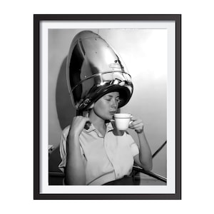 Grace Kelly in Hair Salon Print: Black and White Vintage Fashion Wall Art (Digital Download)