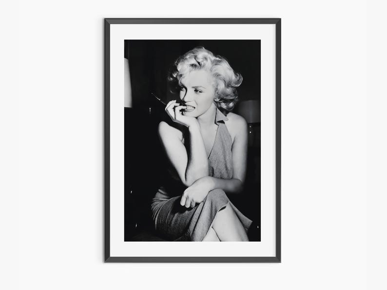 Marilyn Monroe Print, Black and White, Fashion Wall Art, Marilyn Monroe Poster, Vintage Photography, Makeup Room Decor, Digital Download