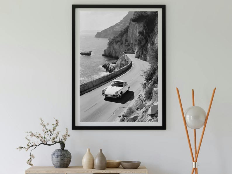 Porsche 911 Print, Black and White, Porsche Poster, Vintage Photography, Porsche Wall Art, Printable, Hypebeast Room Decor, Digital Download