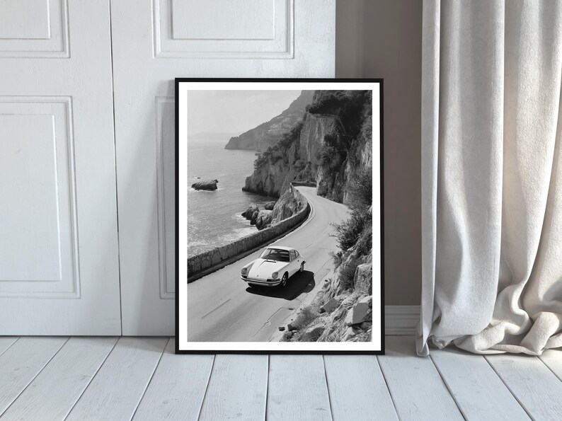 Porsche 911 Print, Black and White, Porsche Poster, Vintage Photography, Porsche Wall Art, Printable, Hypebeast Room Decor, Digital Download