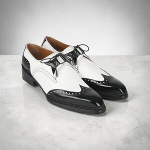 black and white dress shoes for sale Handmade Leather Black and White Spectator Brogue Shoes - Men Formal Dress Shoes