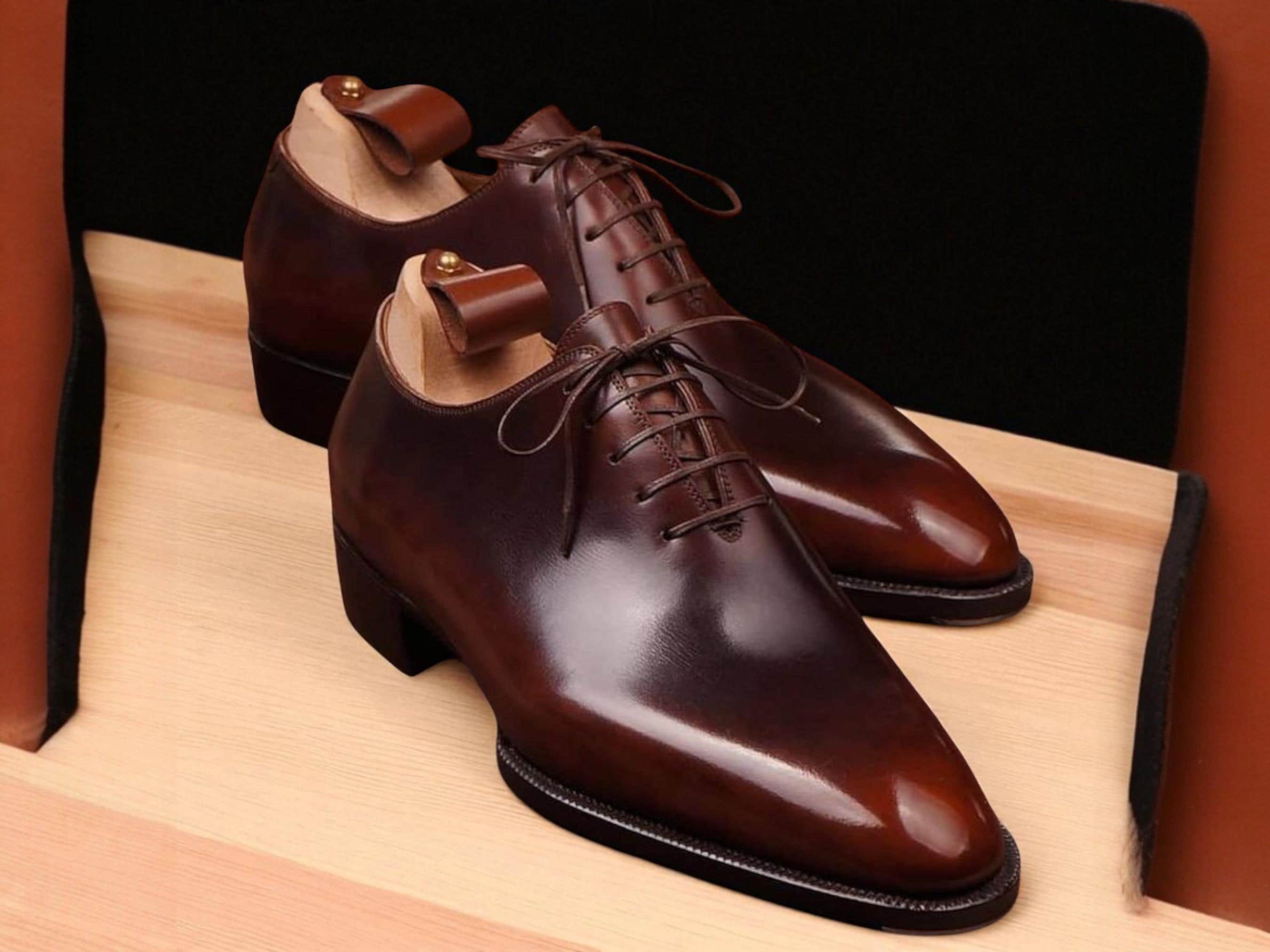 Men Handmade Bespoke Brown Leather Classic Oxford Formal  display picture 1