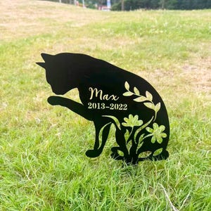 Cat Memorial Garden Stake, Personalized Cat Grave Marker, Custom Fluffy Cat Sign, Pet Cemetery Marker, Cat Loss Gift, Outdoor Cat Memorial