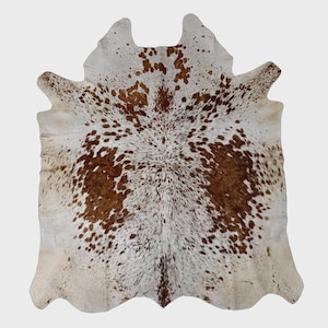 Cinnamon Spotted Cowhide Rug: Genuine Hair-On Leather, Rustic Farmhouse Decor