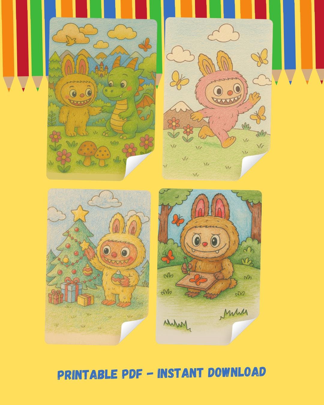 Labubu Pdf Labubu Coloring Book PDF Labubu Coloring Pages Printable Digital ...