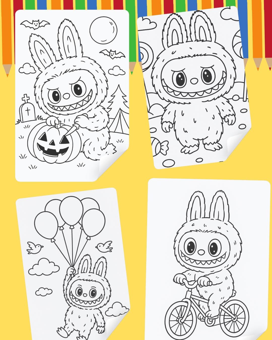 Labubu Pdf Labubu Coloring Book PDF Labubu Coloring Pages Printable Digital ...