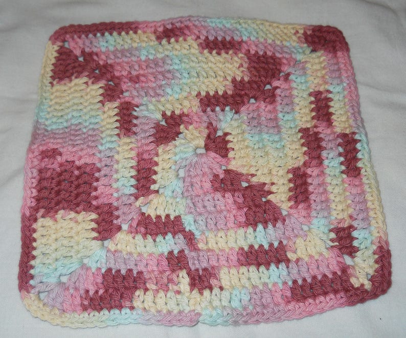 Dishcloth Crocheted Cotton Yarn a Pair Etsy