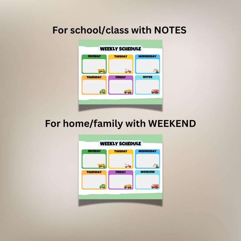 Editable Kids Weekly Schedule – Truck Theme | Homeschool Planner ...
