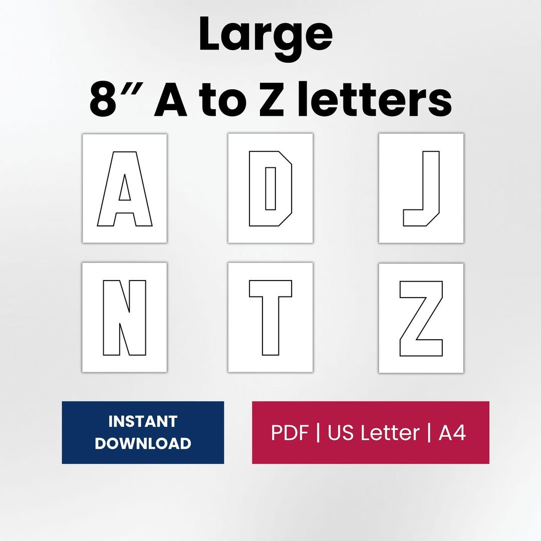 Large 8-inch Alphabet Letter Templates A–Z – Uppercase Printable PDF ...
