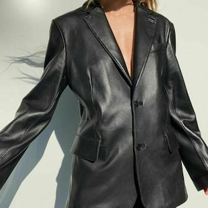 Zachte lamsleren blazer: jaren 90 bikerjack