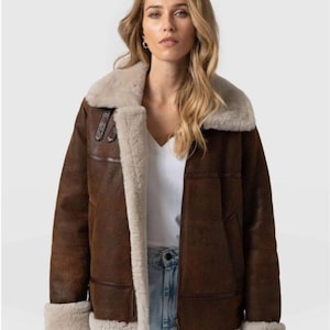 1990s Leather Aviator Jacket: Vintage Shearling Bomber