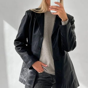 Vintage lamsleren blazer: jaren 90 bikerjack