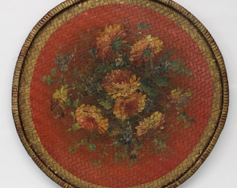 Vintage Rattan Basket Bohemian Wicker Gallery Wall Decor, Large Round Rattan Basket Wall Decor