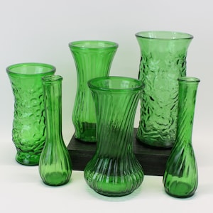 Vintage Emerald Green Glass Vase Lot