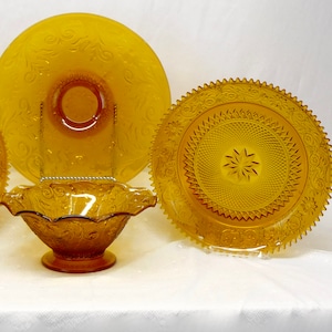 Vintage Tiara Glass YOUR CHOICE Indiana Glass Amber Sandwich Pattern Serving Pieces