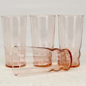 Pink Glass Tumbler Set of 4 Beverage Glasses Mid Century Vintage  Libbey Glassware