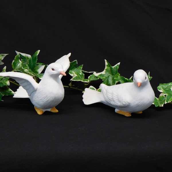 Love Doves Porcelain Figurine Love Birds Porcelain Cake Topper HOMCO Home Interiors Wedding Gift