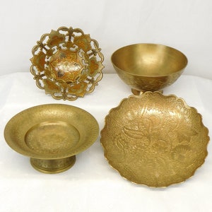 Brass Compote Pedestal Bowl Vintage Aged Brass Various Sizes and Styles YOUR CHOICE