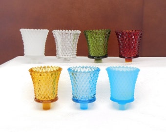 Diamond Cut Votive Cup Candle Holder Vintage Home Interiors YOUR CHOICE Frosted Clear Green Red Amber Blue