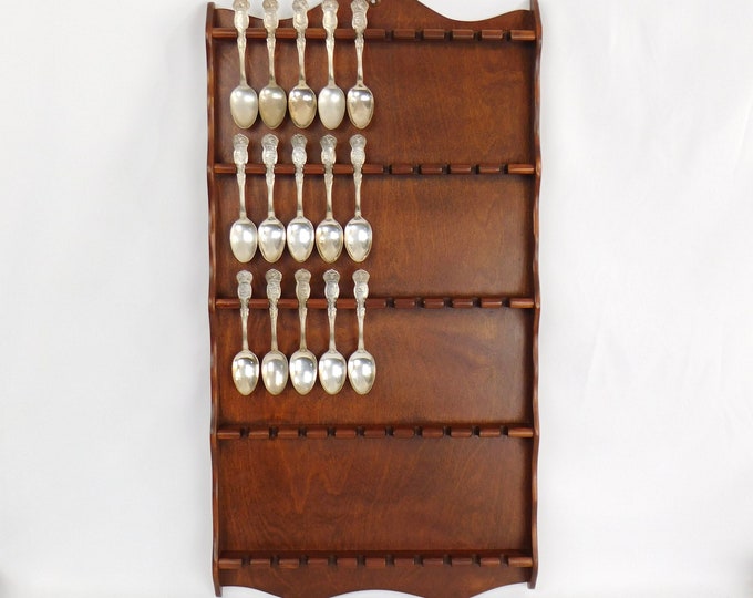 Vintage Wood 50 Spoon Shelf Display All 50 State Spoons Rack - Etsy