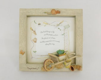 Marjolein Bastin, Garden Frame, Hallmark Picture Frame 3D Sculpted Garden Wheelbarrow Clay Pots, Bird and Butterfly