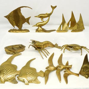 Décoration d'intérieur en laiton VOTRE CHOIX Laiton nautique Homard, crabe, poisson ange, mouettes, dauphins, bateaux