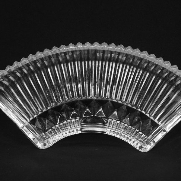 Vintage Kromex Lazy Susan Replacement Dish, Ribbed Glass Arched Dish, Relish Tray Dish, Glass Relish Tray, 4 Available