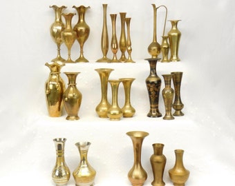 Vintage Mismatched Brass Vase Lot YOUR CHOICE Various Styles Similar Sizes Flower Vase Small Bud Vase Brass Collectible