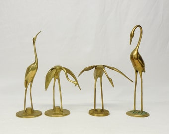 Brass Bird Statue Brass Crane Pair or Single Crane Figure Bird Decor Brass Collectible YOUR CHOICE