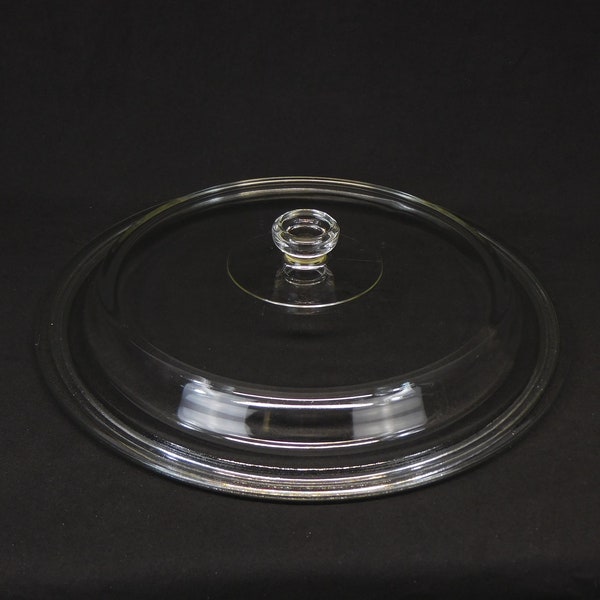 Vintage Clear Glass Lid Replacement Lid Round 12 1/4" Diameter x 11 1/2" Inner Lip