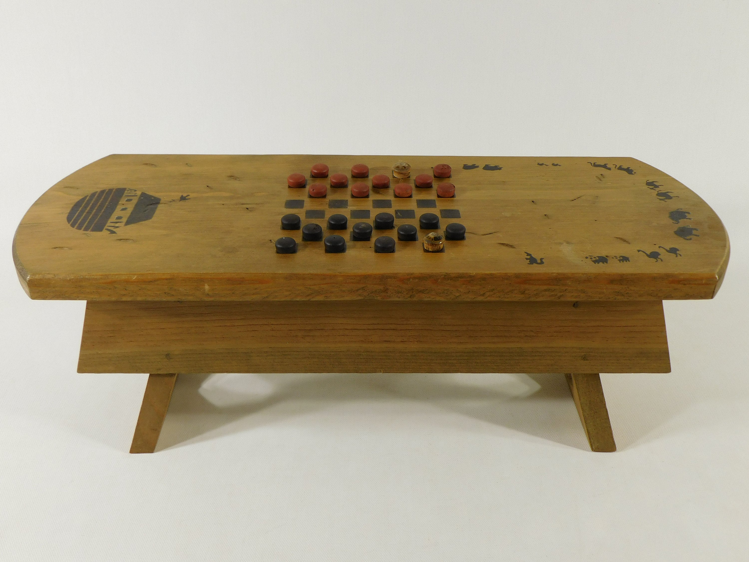 Handmade Checker Game Table with Storage Wood Stool with Etsy