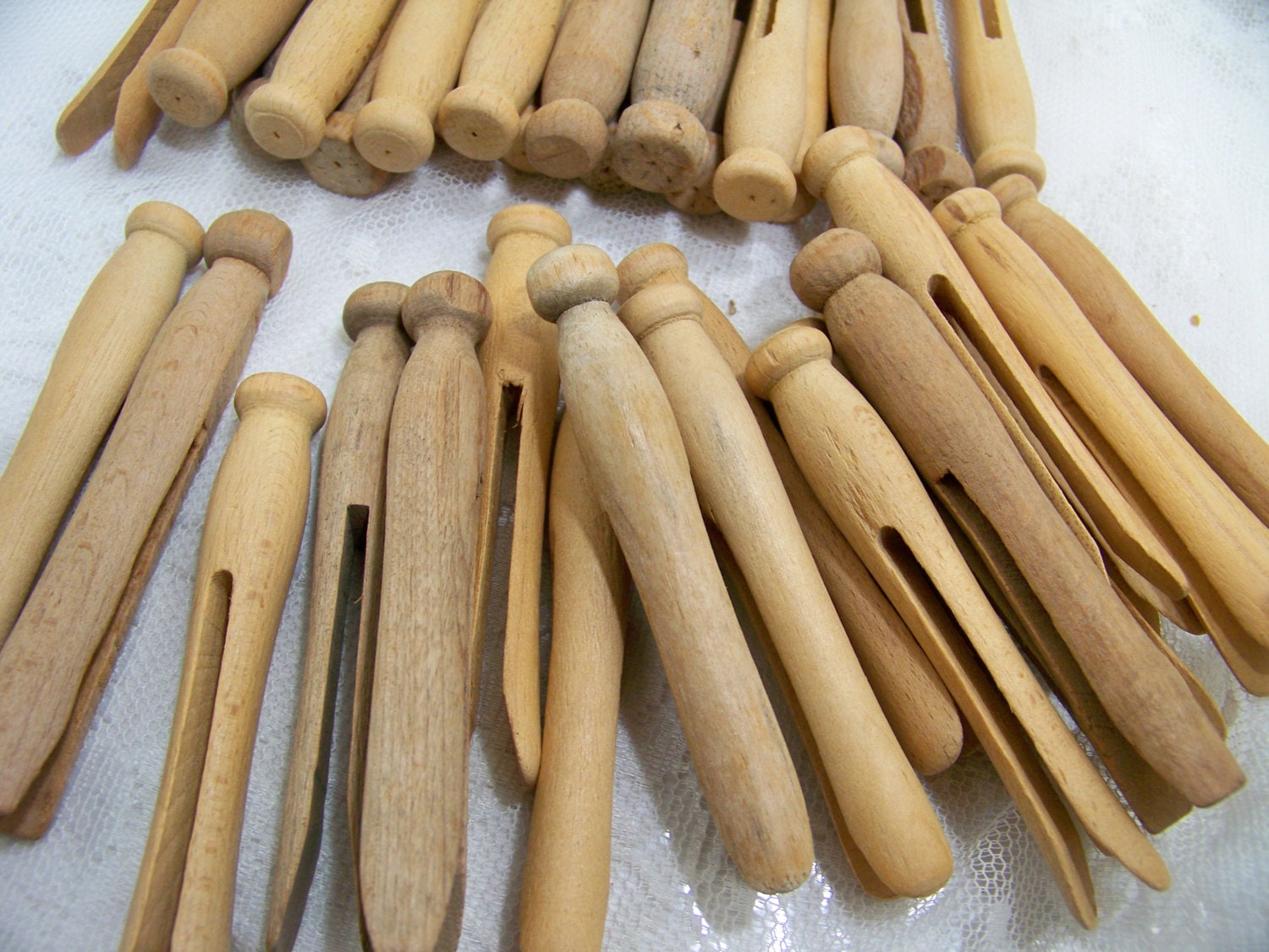 24 Vintage 3” Wood Clothes Pins Wooden Craft Air Dry Laundry