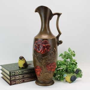 Royal Haeger Lotus Flower Ewer Pitcher 18&quot; Tall Pottery Vase